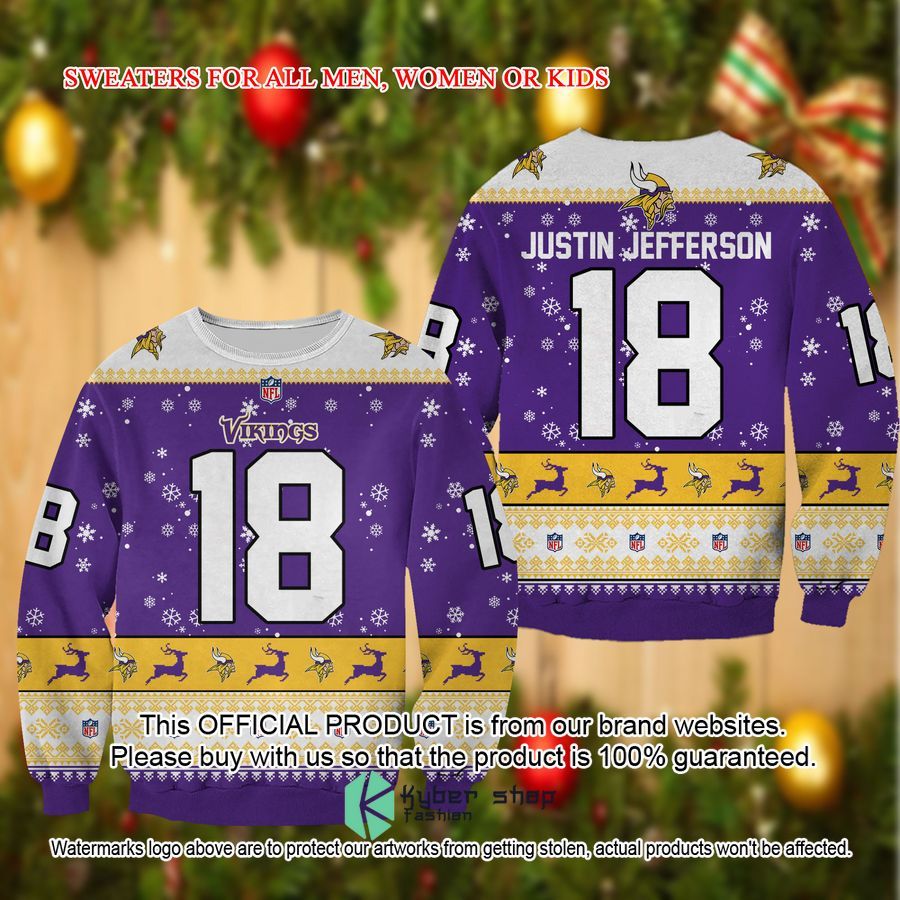 Justin Jefferson Minnesota Vikings Christmas Sweater 1