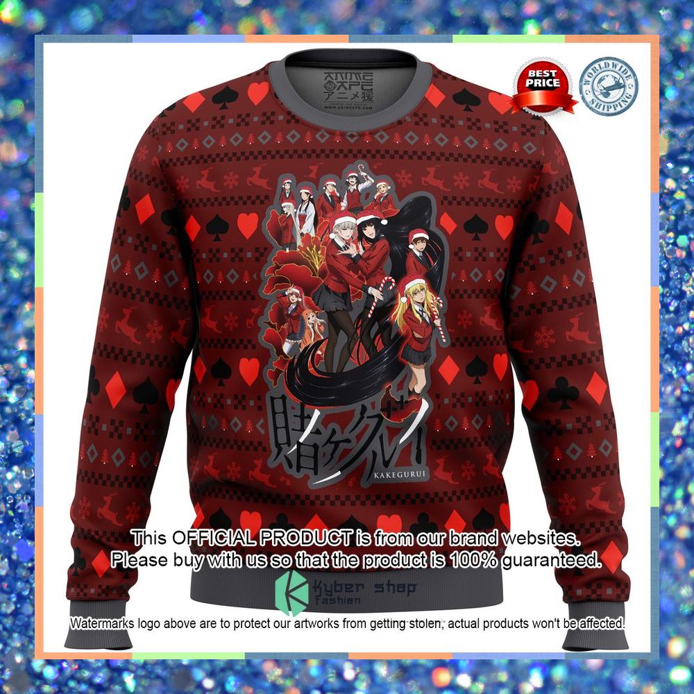 Kakegurui Hyakkaou Private Academy Christmas Sweater 3 Kakegurui Hyakkaou Private Academy Christmas Sweater word3
