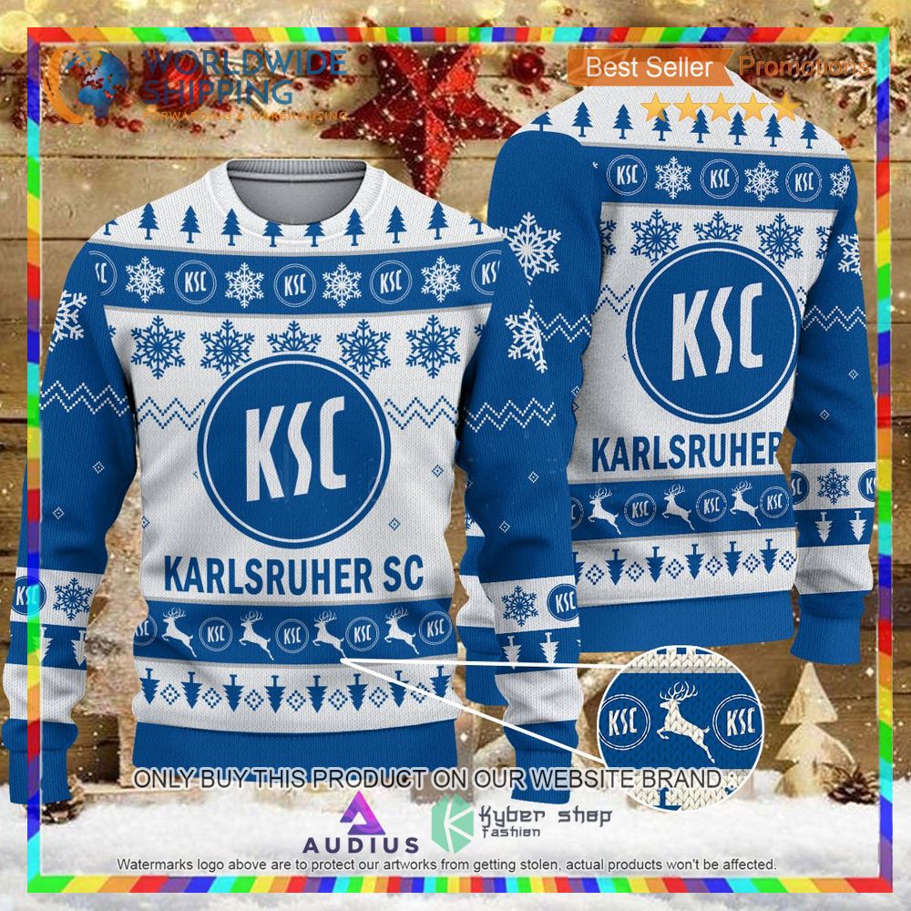 karlsruher sc white blue ugly christmas sweater 1 36681