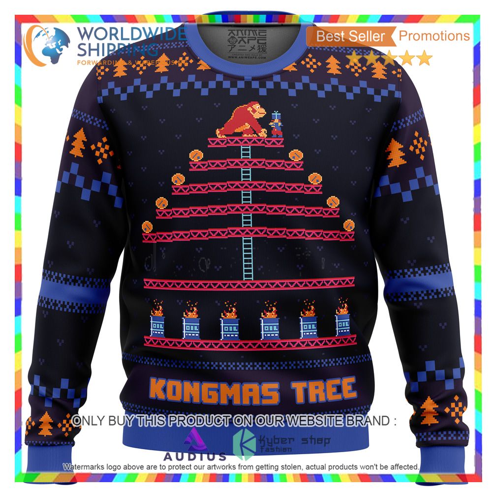 kongmas tree king kong ugly christmas sweater 2 66853