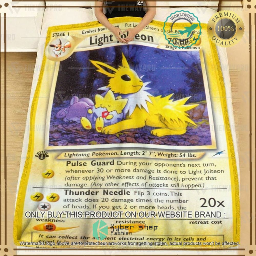 light jolteon 1st edition custom pokemon soft blanket 2 71028