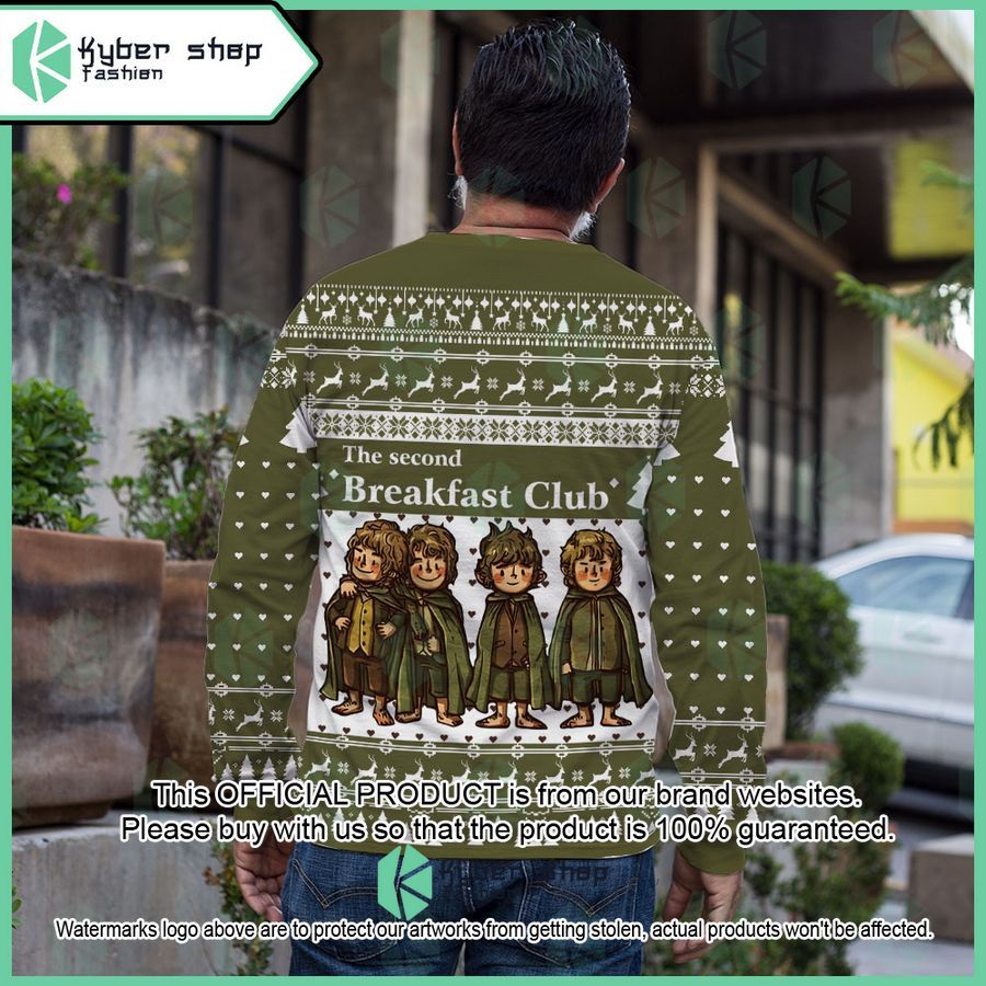 Lord of The Ring Second Breakfast Club green Christmas Sweater 3 Lord of The Ring Second Breakfast Club green Christmas Sweater word3
