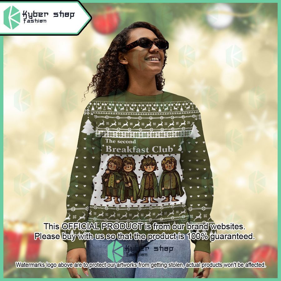 Lord of The Ring Second Breakfast Club green Christmas Sweater 4 Lord of The Ring Second Breakfast Club green Christmas Sweater word3