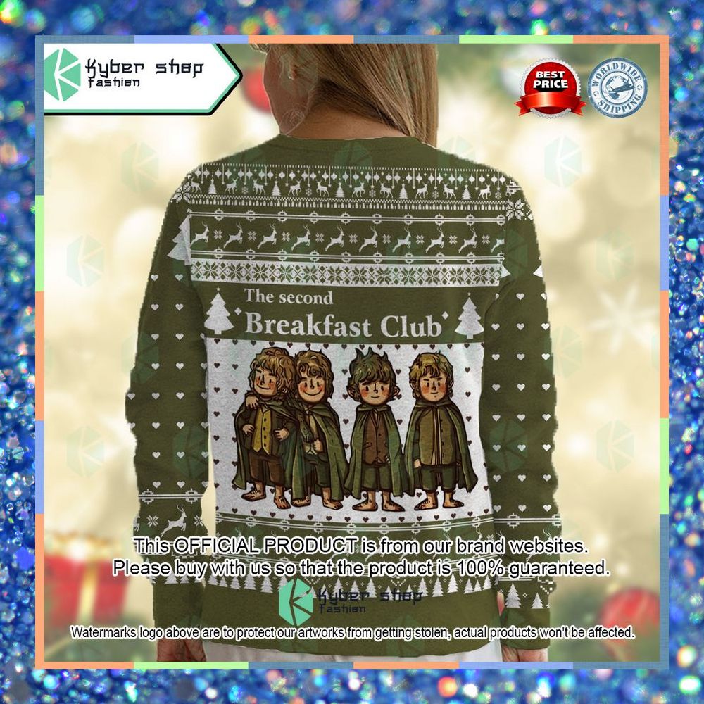 Lord of The Ring Second Breakfast Club green Christmas Sweater 10 Lord of The Ring Second Breakfast Club green Christmas Sweater word3