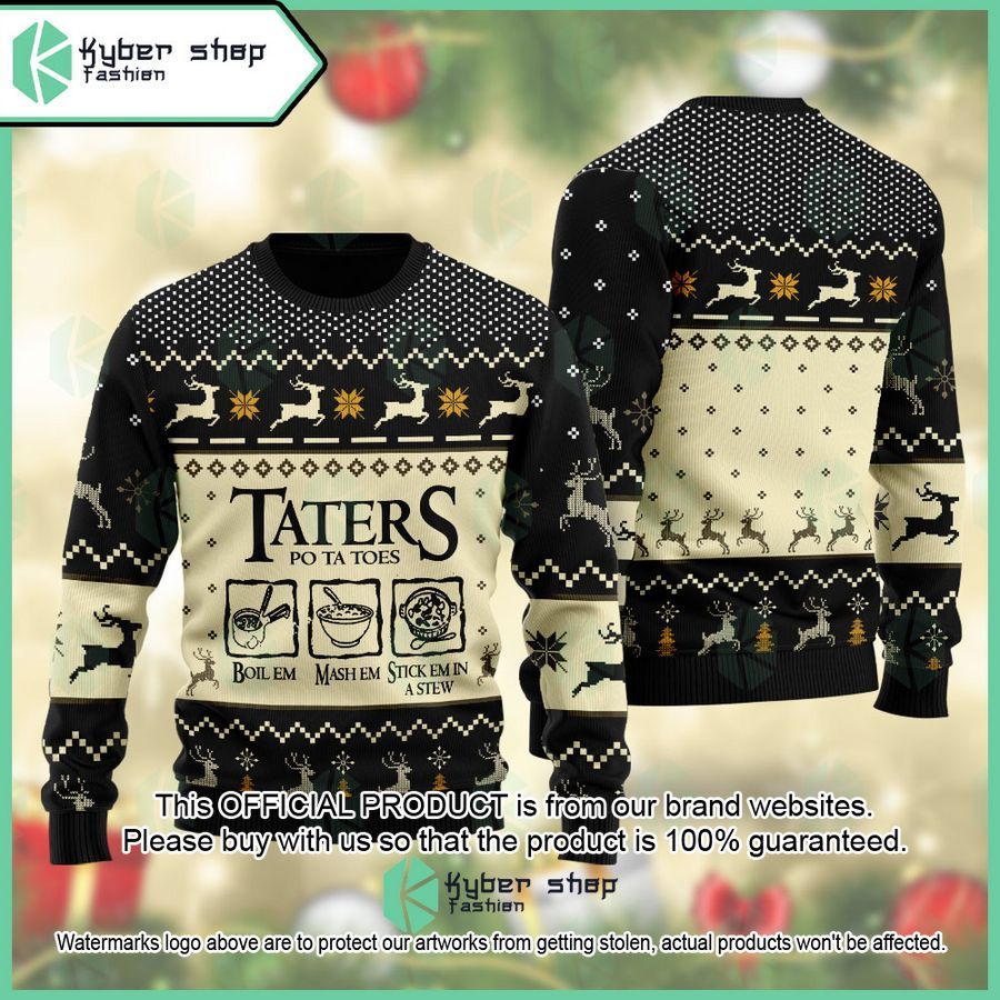Lord Of The Rings Taters Potatoes Recipe black Christmas Sweater