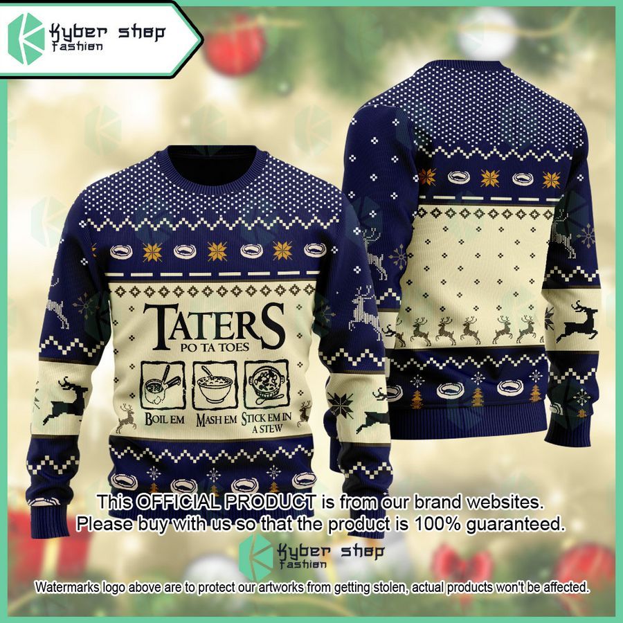 Lord Of The Rings Taters Potatoes Recipe blue Christmas Sweater