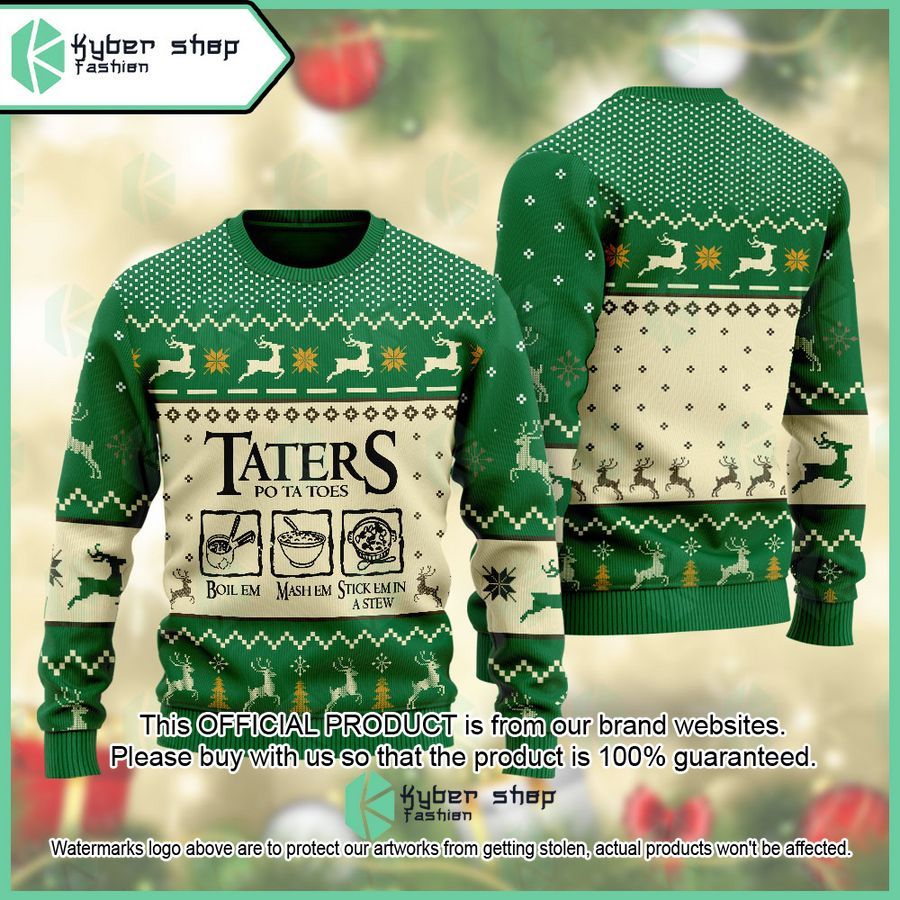 Lord Of The Rings Taters Potatoes Recipe green Christmas Sweater