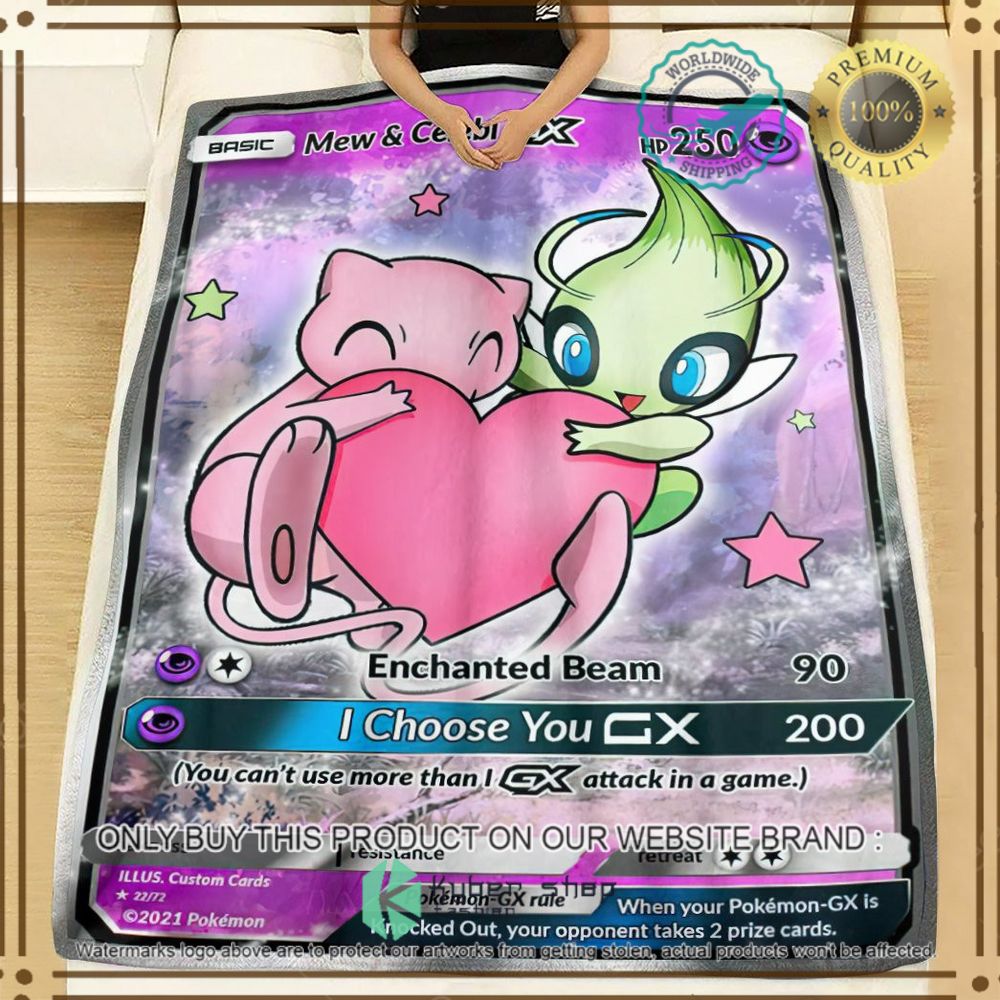 love mew and celebi gx custom pokemon soft blanket 2 4162