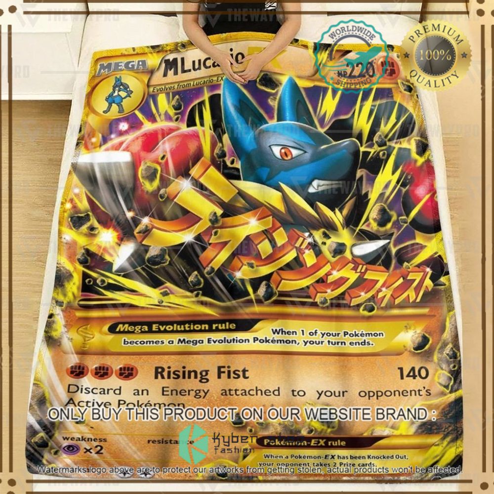 m lucario ex furious fists custom pokemon soft blanket 2 82197