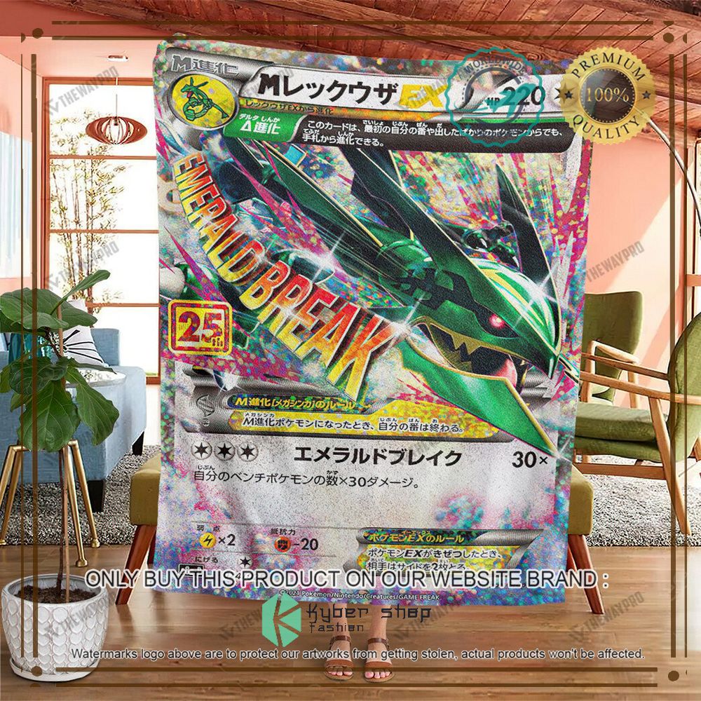 m rayquaza 25th anniversary anime pokemon blanket 2 85461