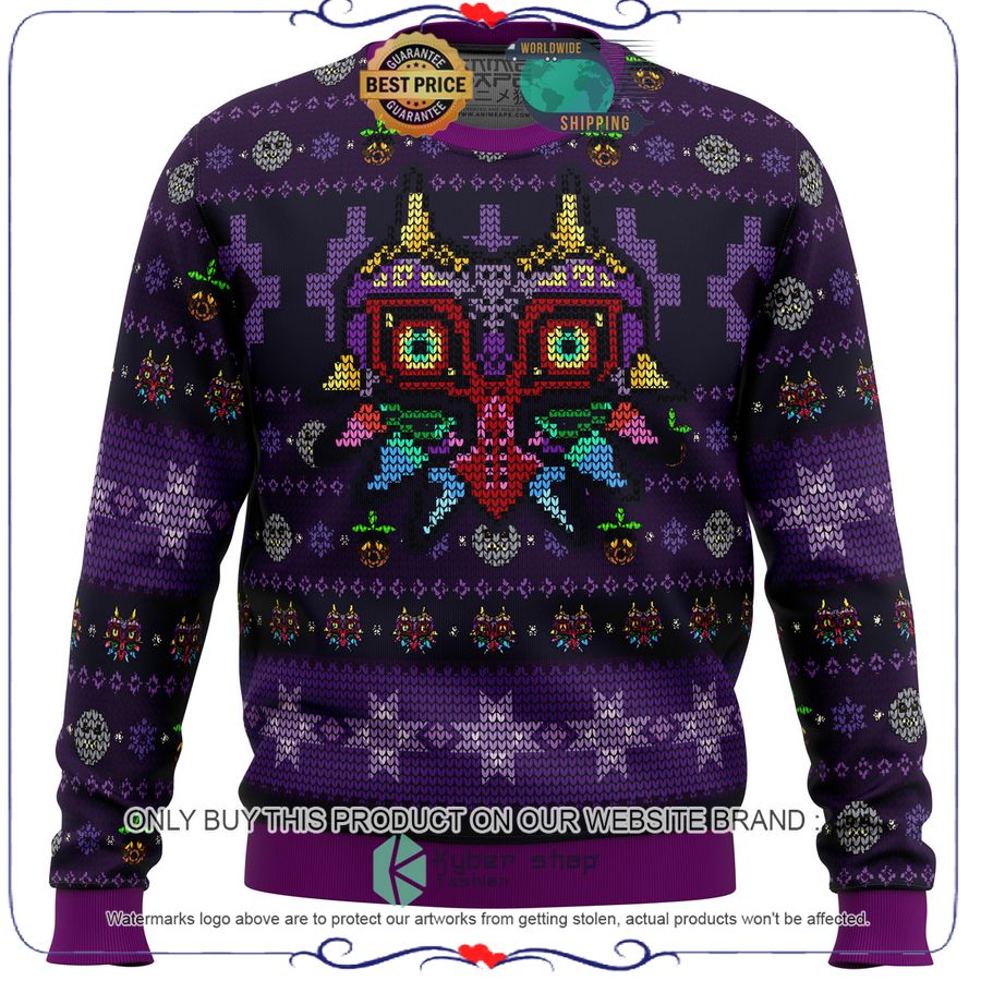 Majoras Mask Seamless Pattern Legend of Zelda Christmas Sweater 3 Majoras Mask Seamless Pattern Legend of Zelda Christmas Sweater word2