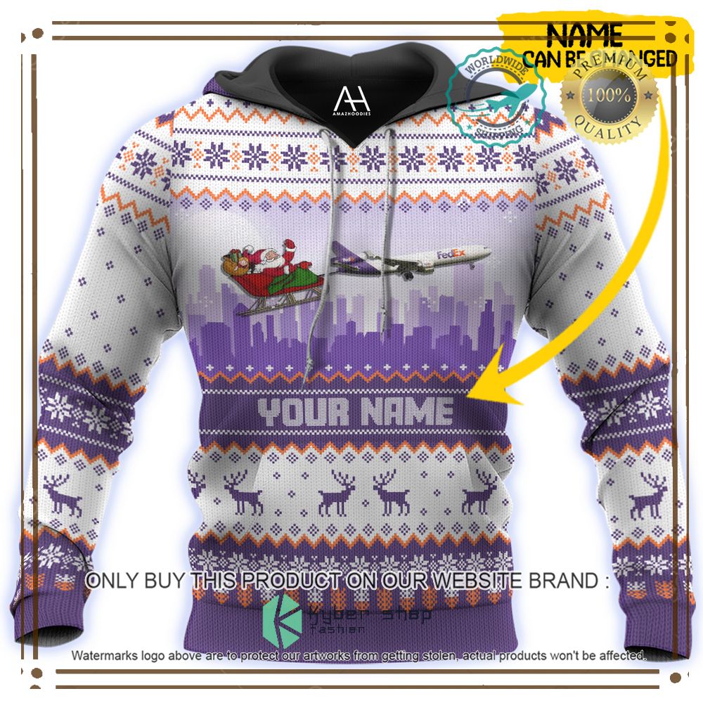 mcdonnell douglas fedex dc 10 30f with santa custom name 3d hoodie shirt 1 13484