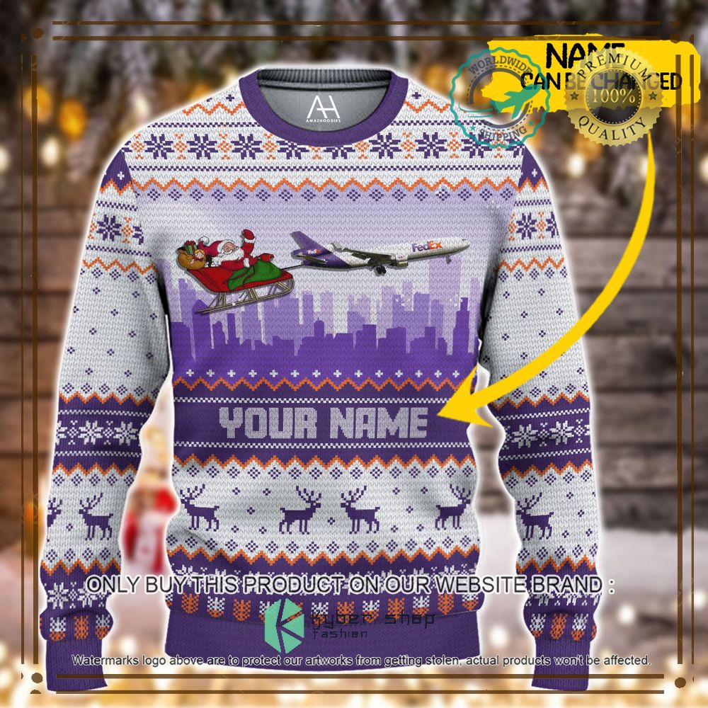 mcdonnell douglas fedex dc 10 30f with santa custom name sweater sweatshirt 2 52560