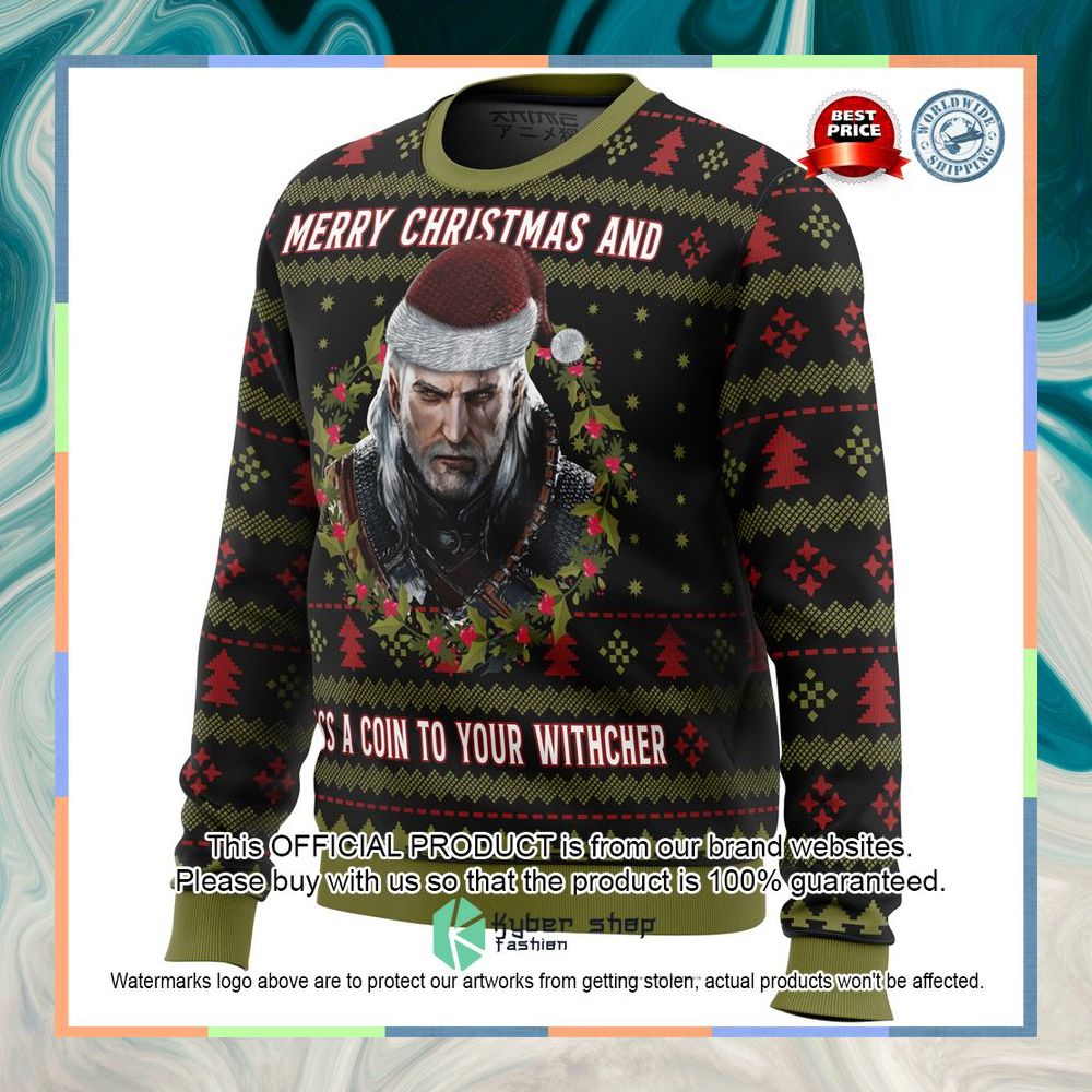Merry Christmas and Toss a Coin The Witcher Christmas Sweater 8 Merry Christmas and Toss a Coin The Witcher Christmas Sweater word3