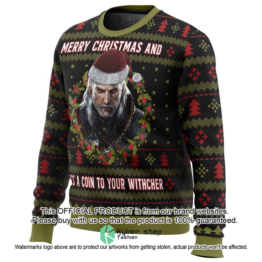 Merry Christmas and Toss a Coin The Witcher Christmas Sweater 3 Merry Christmas and Toss a Coin The Witcher Christmas Sweater word3
