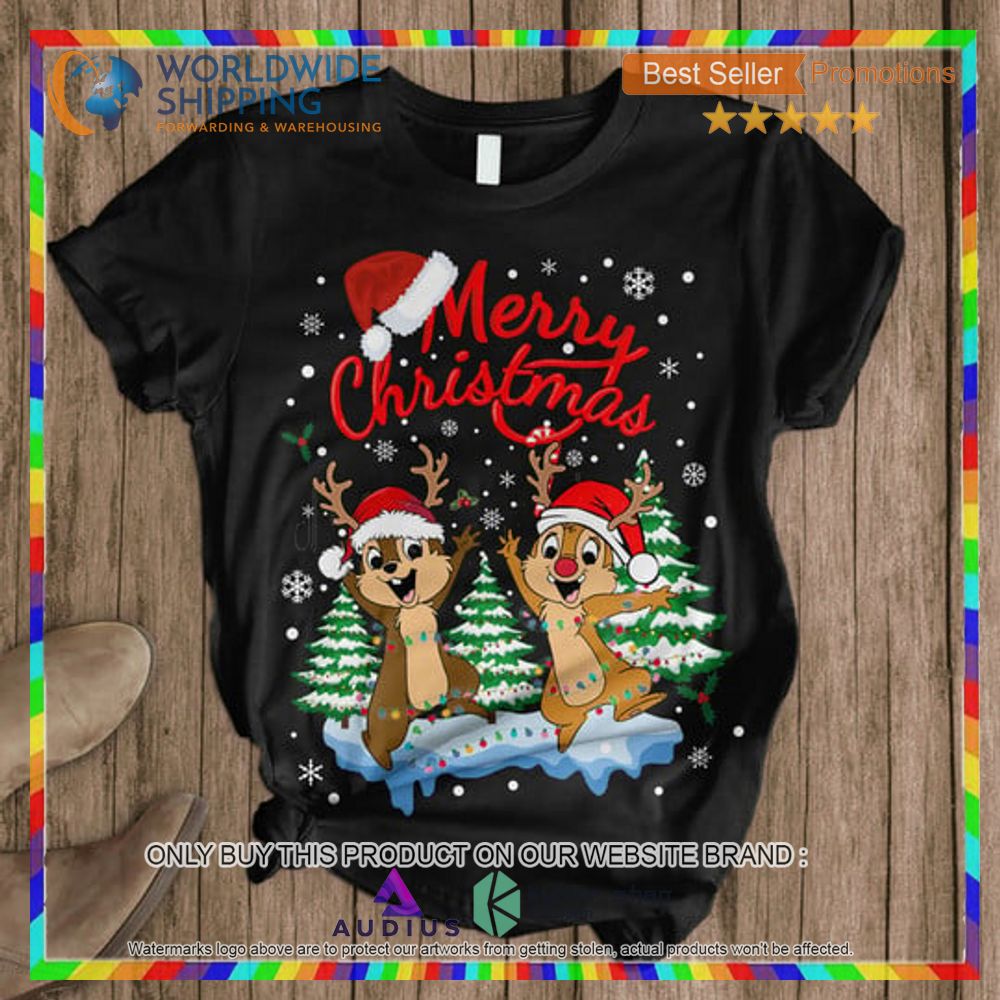 merry christmas chip and dale black pajamas set 2 86196