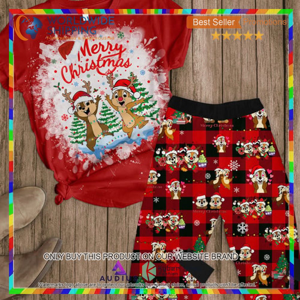 merry christmas chip and dale red pajamas set 1 95899