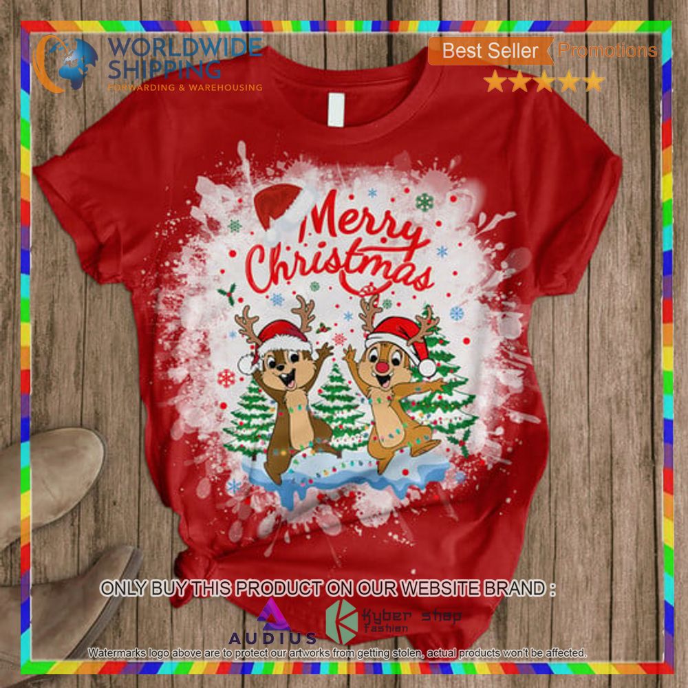 merry christmas chip and dale red pajamas set 2 88949