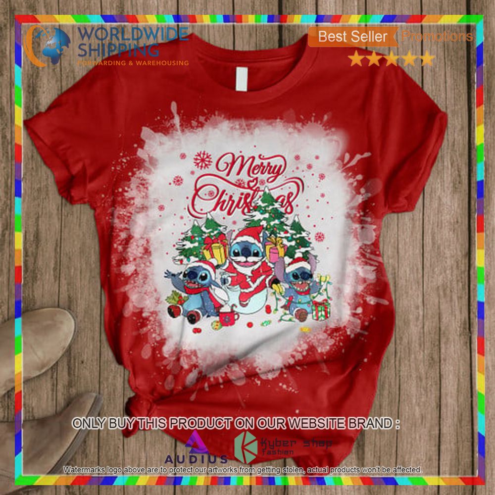 merry christmas stitch red pajamas set 2 73987
