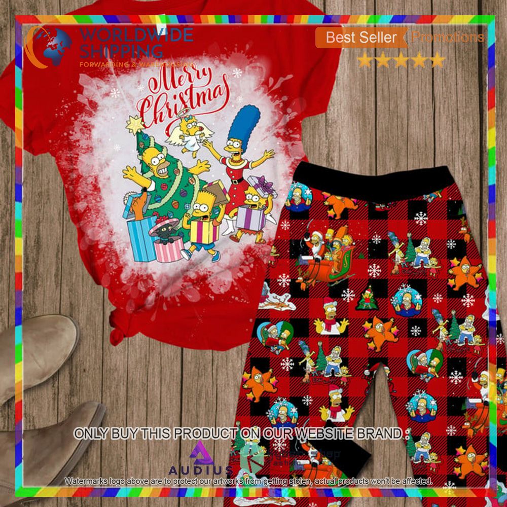 merry christmas the simpsons red pajamas set 1 72028