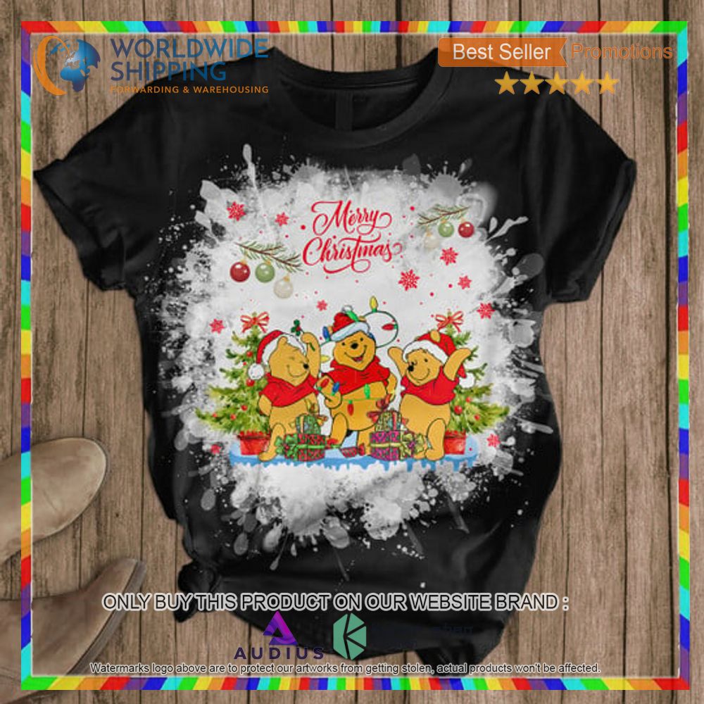 merry christmas winnie the pooh black pajamas set 2 21752