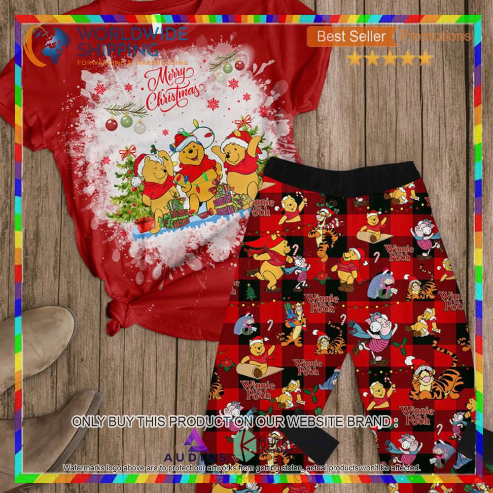 merry christmas winnie the pooh red pajamas set 1 25928