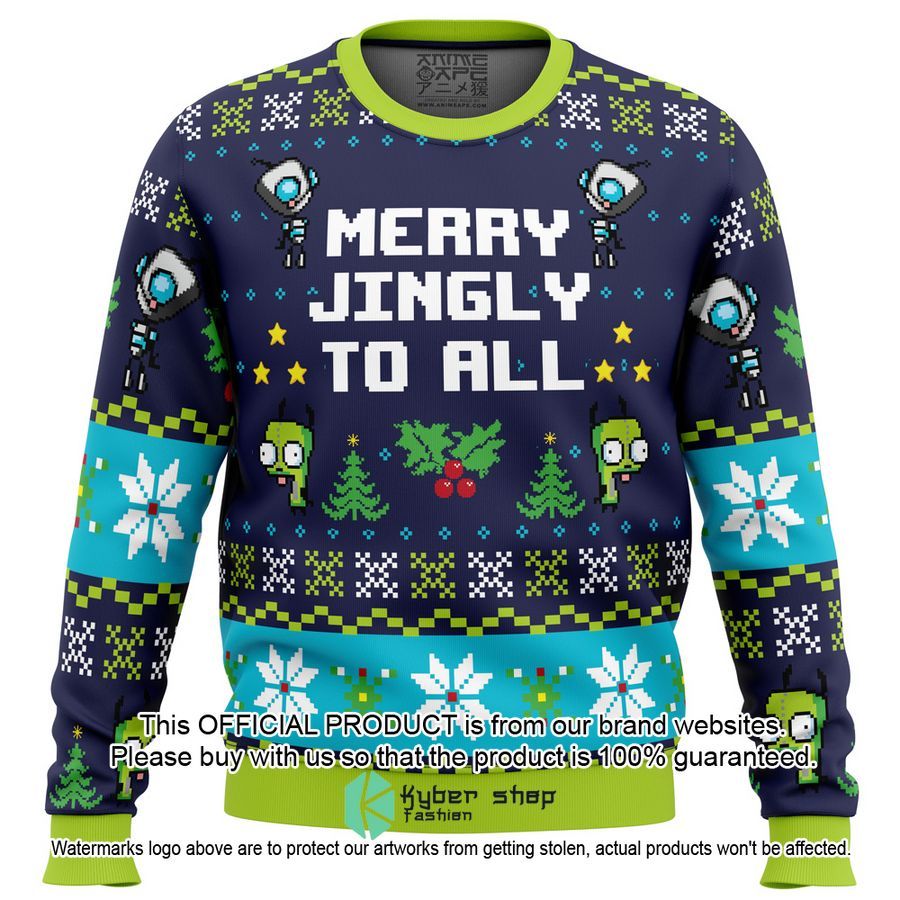 Merry Jingly Invader Zim Christmas Sweater word2