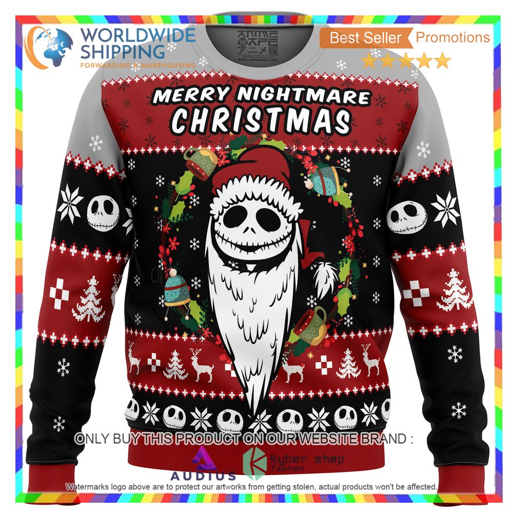 merry nightmare the nightmare before christmas ugly christmas sweater 2 92488