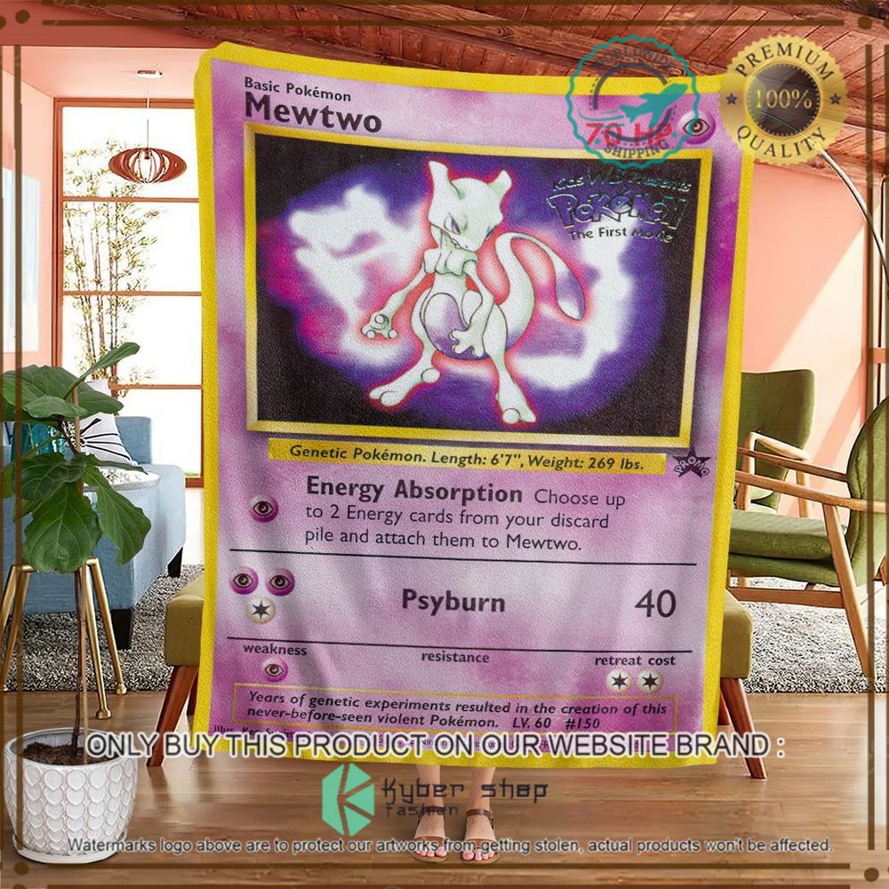 mewtwo wizards black star custom pokemon soft blanket 2 69098