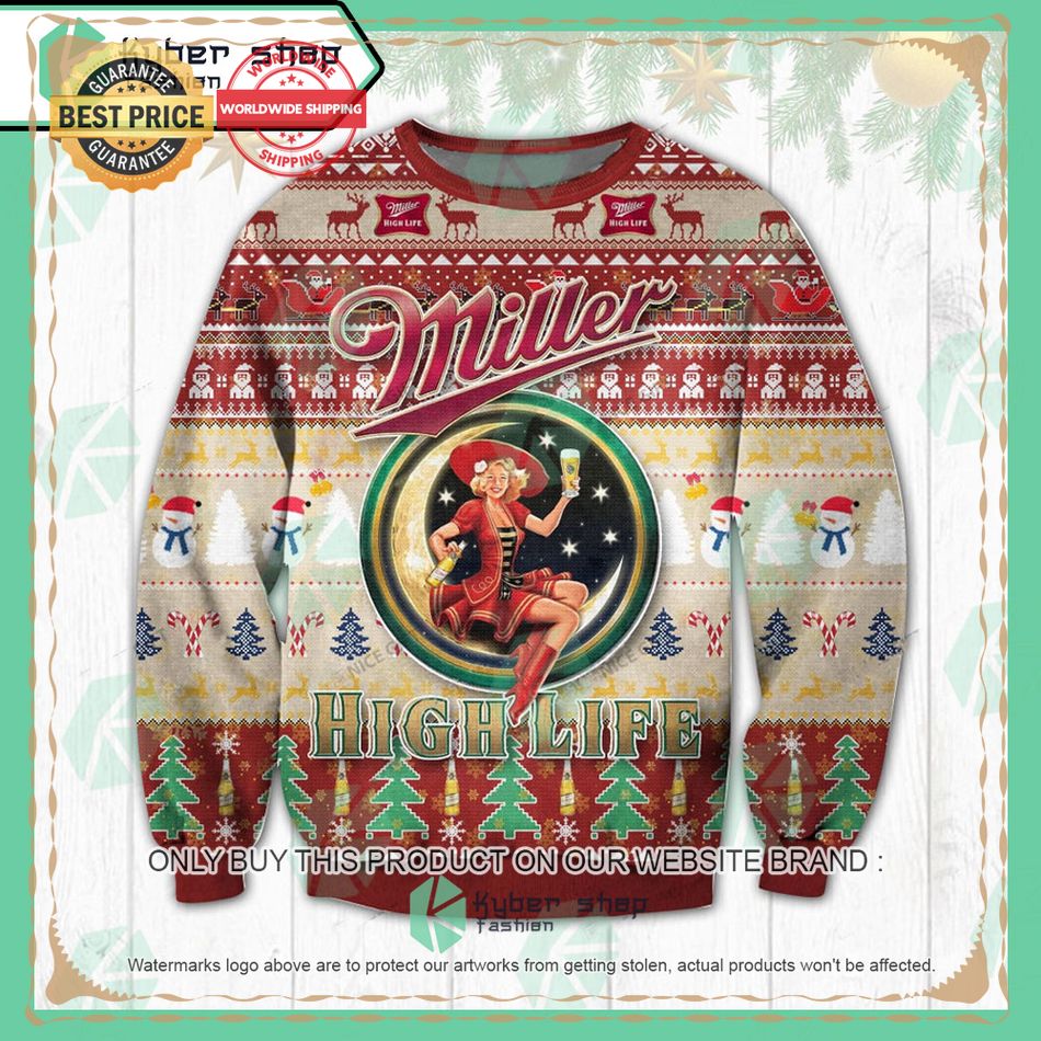 miller high life ugly christmas sweater 1 79021