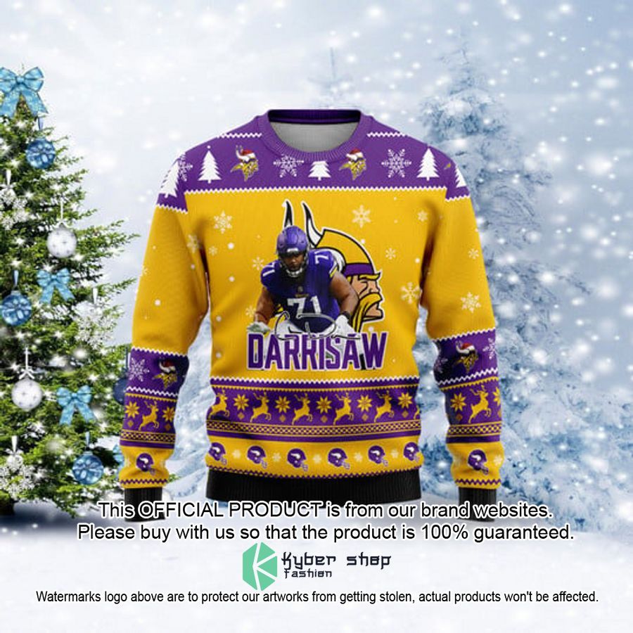 Minnesota Vikings Christian Darrisaw Merry Xmas Christmas Sweater 17