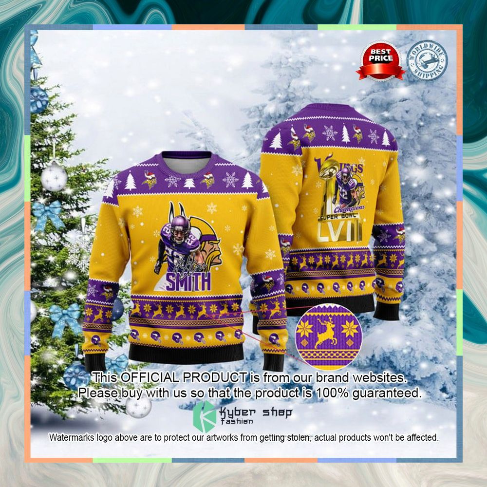 Minnesota Vikings Harrison Smith Super Bowl Lvii Champions 2023 Christmas Sweater 4