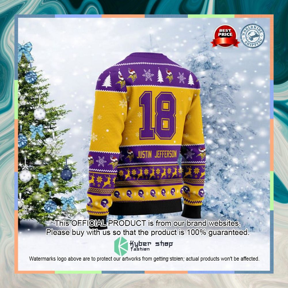 Minnesota Vikings Justin Jefferson 18 Christmas Sweater 11