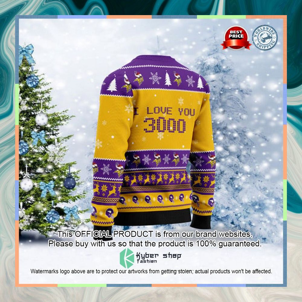 Minnesota Vikings Justin Jefferson I Love You 300 Christmas Sweater 6