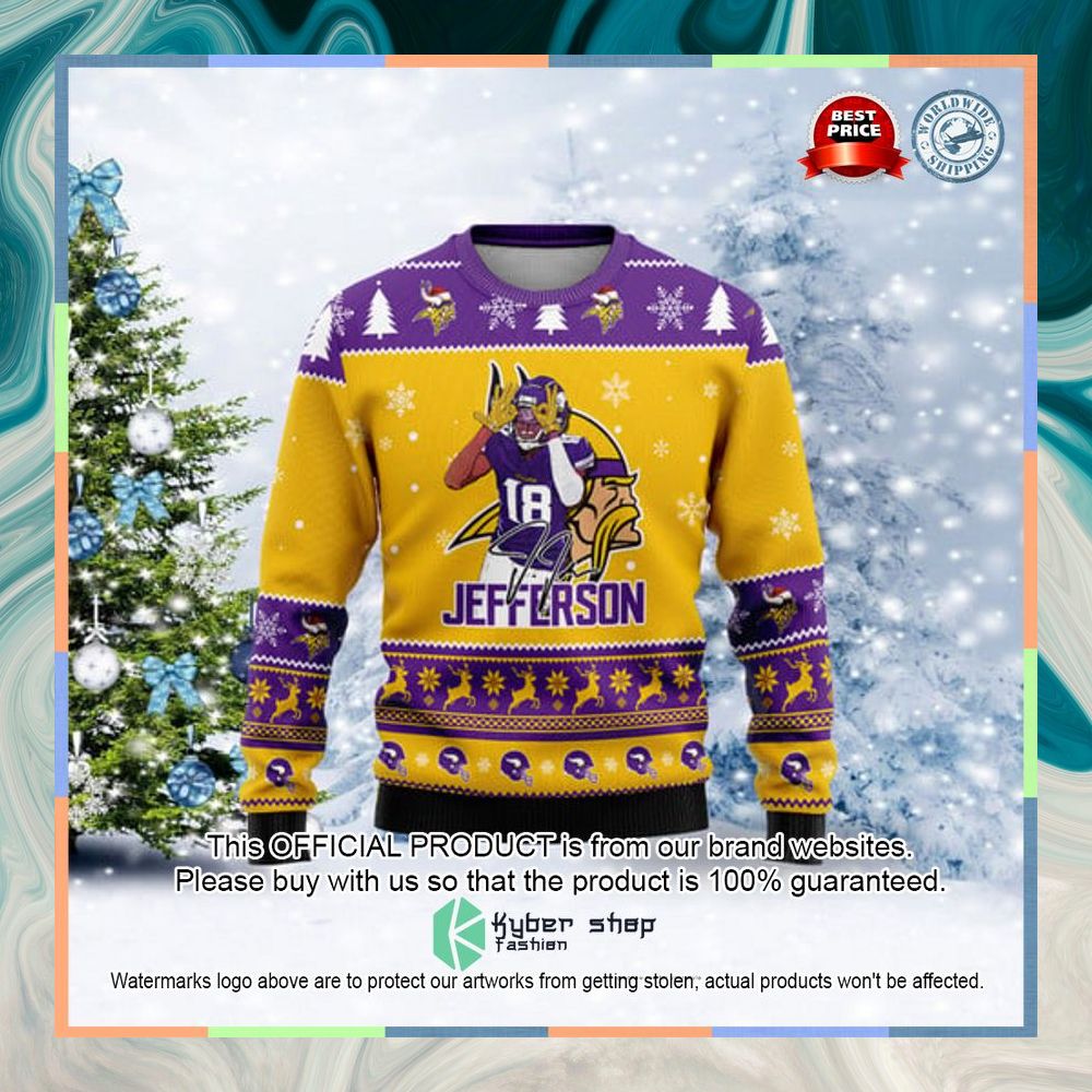 Minnesota Vikings Justin Jefferson Merry Xmas Christmas Sweater 10