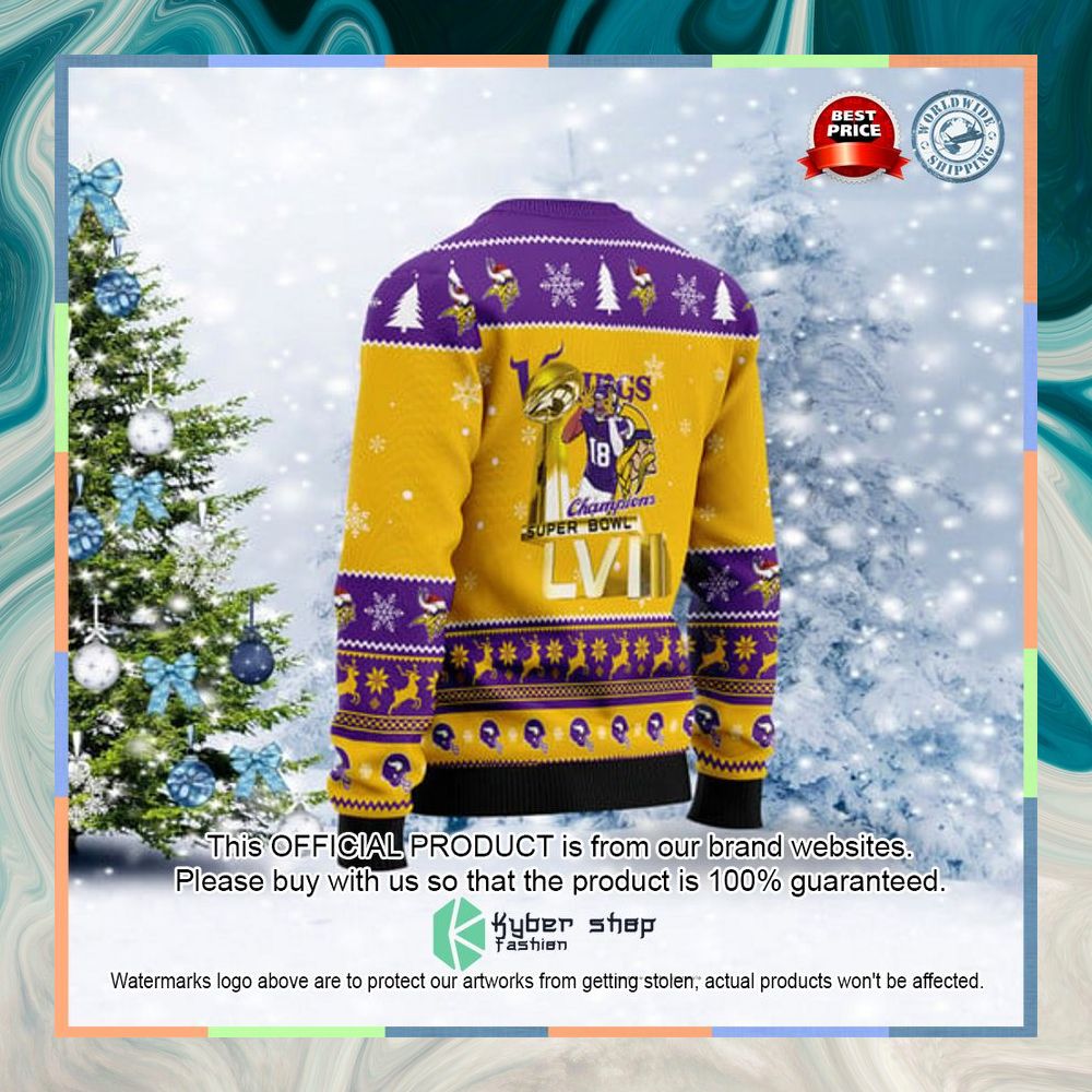 Minnesota Vikings Justin Jefferson Super Bowl Lvii Champions 2023 Christmas Sweater 11
