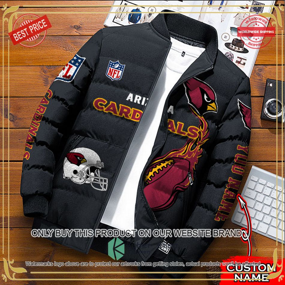 NFL Arizona Cardinals Logo Helmet Custom Name Down Jacket
