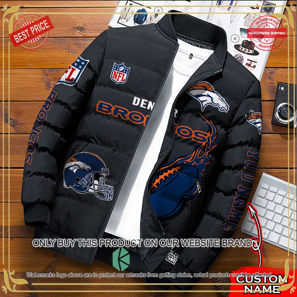 NFL Denver Broncos Logo Helmet Custom Name Down Jacket