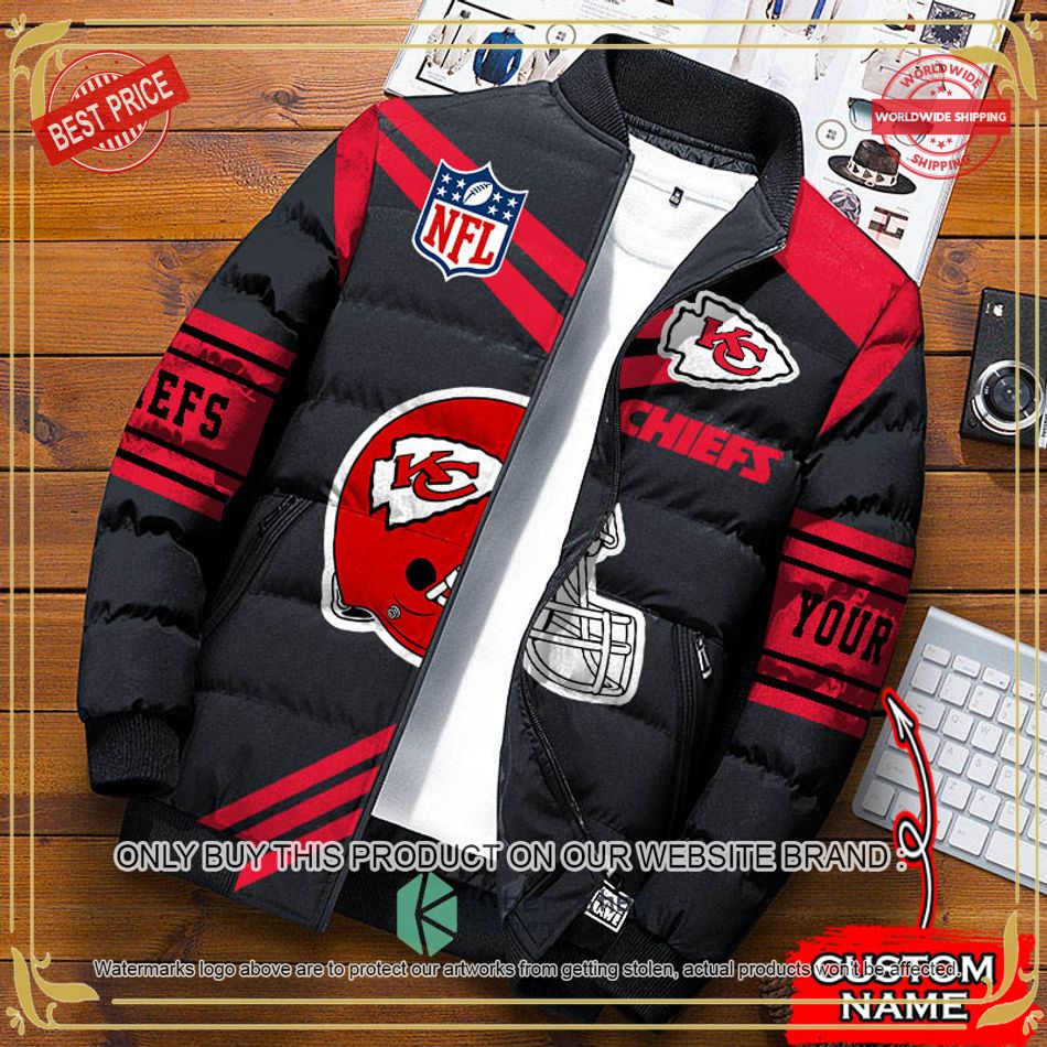 NFL Kansas City Chiefs Helmet Custom Name Down Jacket word3