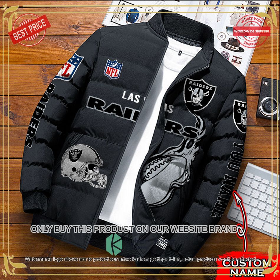 NFL Las Vegas Raiders Logo Helmet Custom Name Down Jacket