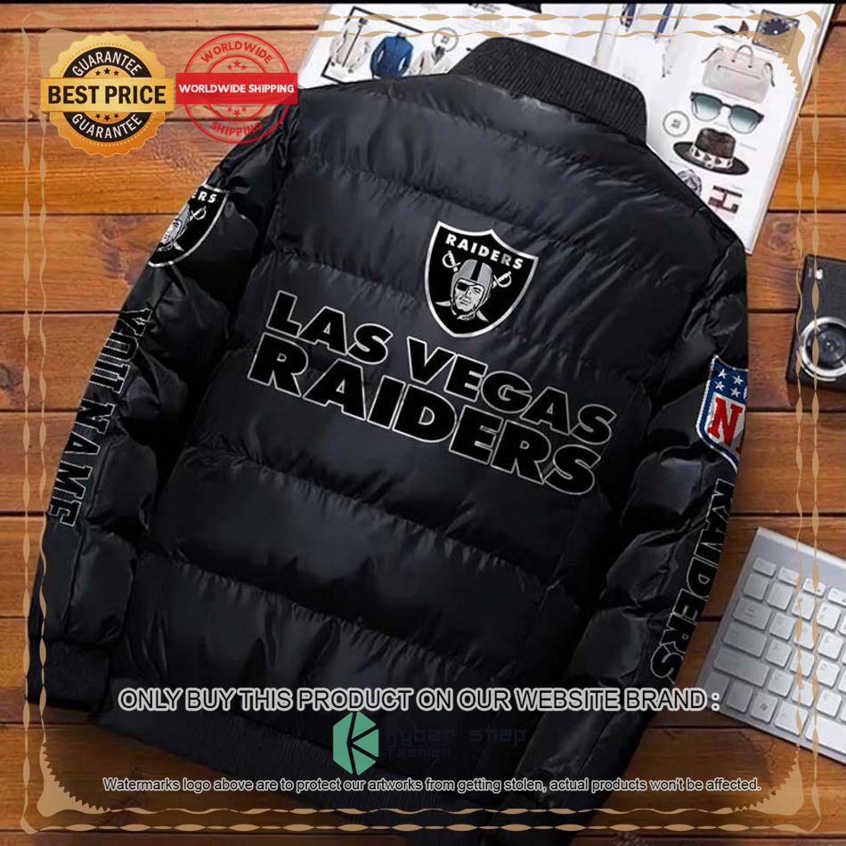 NFL Las Vegas Raiders Logo Helmet Custom Name Down Jacket 6 NFL Las Vegas Raiders Logo Helmet Custom Name Down Jacket word1