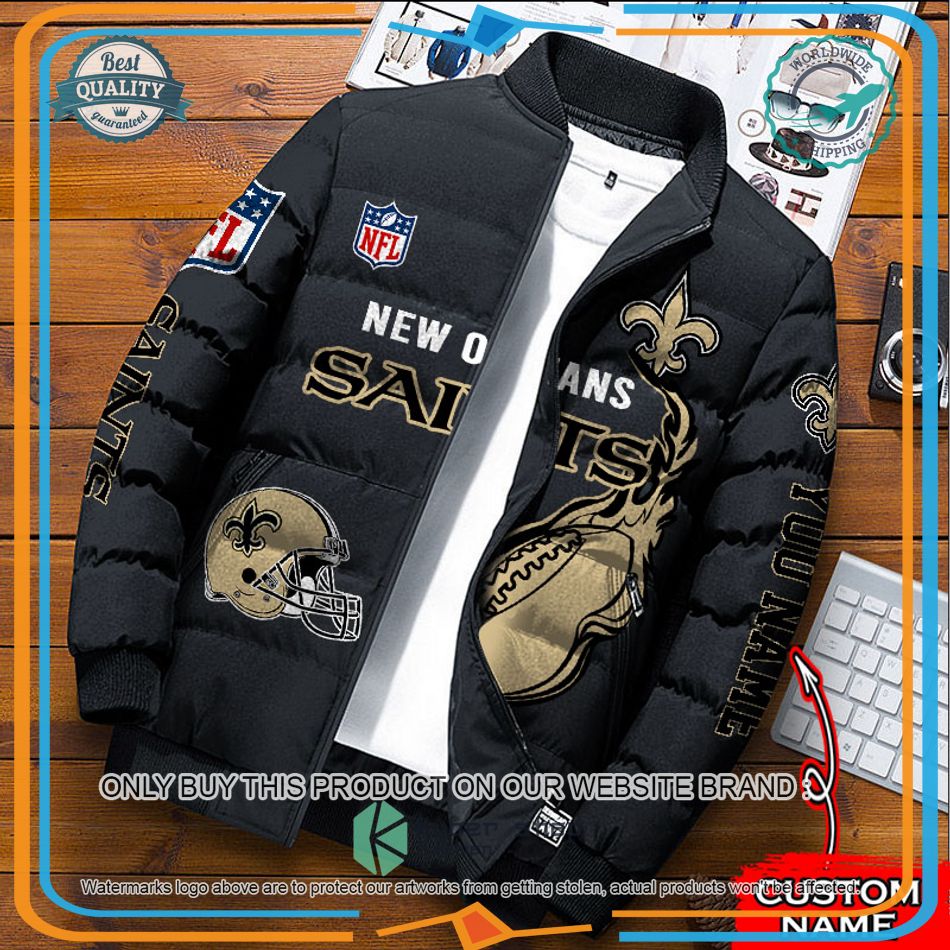 NFL New Orleans Saints Logo Helmet Custom Name Down Jacket 7 NFL New Orleans Saints Logo Helmet Custom Name Down Jacket word3