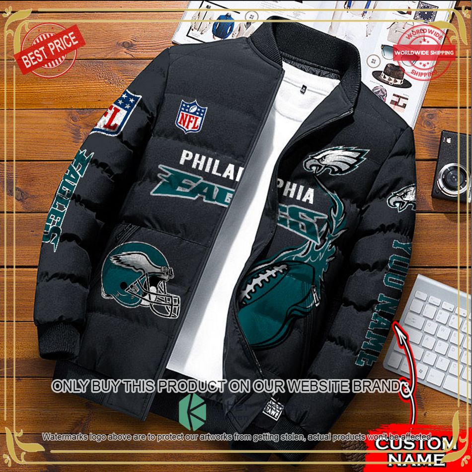 NFL Philadelphia Eagles Logo Helmet Custom Name Down Jacket
