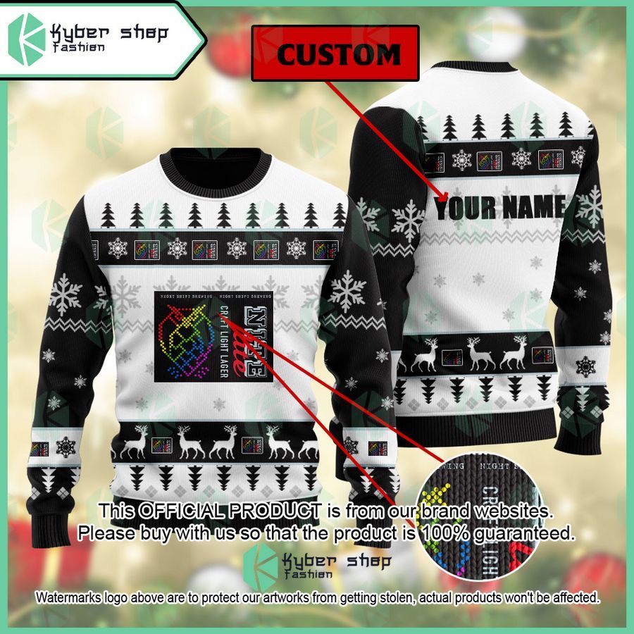 Personalized Night Shift Nite Lite Craft Light Lager Christmas Sweater