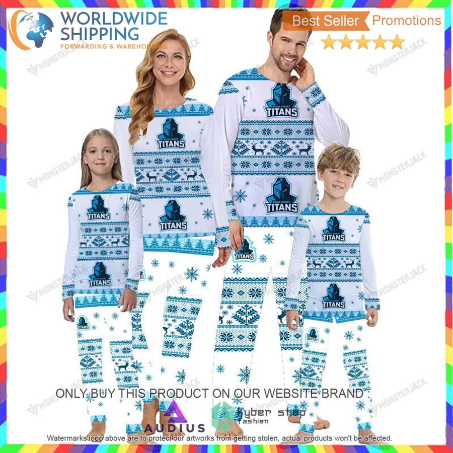 nrl gold coast titans christmas pajamas set 1 66493