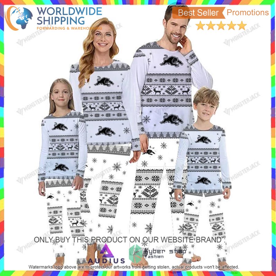 nrl penrith panthers christmas pajamas set 1 90991