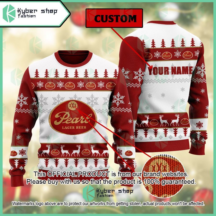Pearl Brewing Company Custom Name ugly Sweater word3