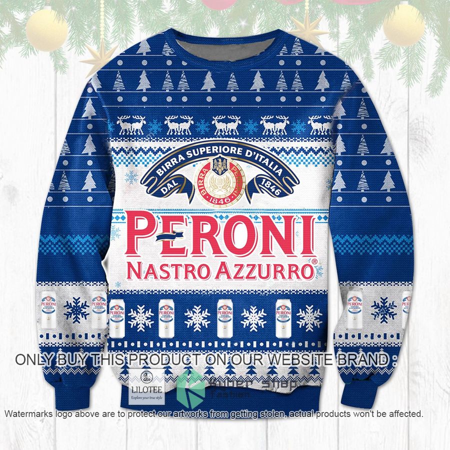 peroni nastro azzurro christmas sweater sweatshirt 1 5562