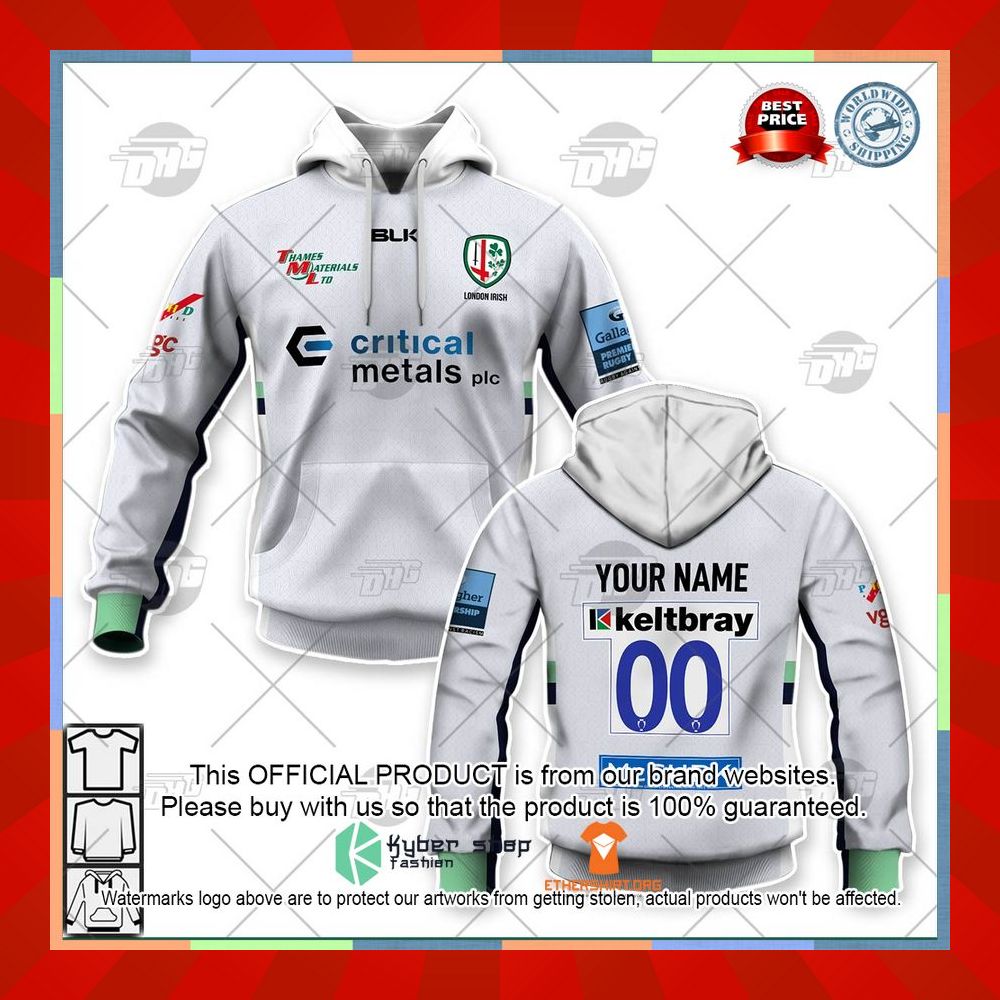 Personalized London Irish RFC 2022-23 Away Shirt, Hoodie