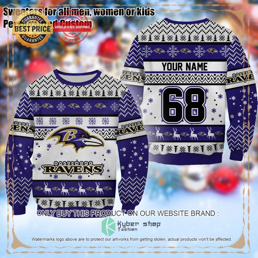 Personalized Baltimore Ravens Christmas Sweater